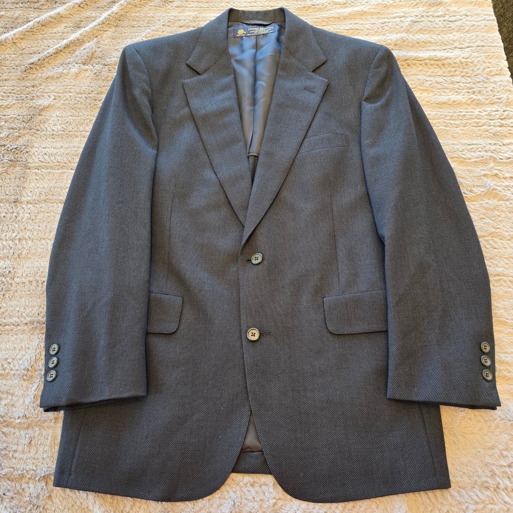Brooks Brothers Makers Mens 39 Reg Navy Blue Wool Blazer Sport Coat 134 B273 USA